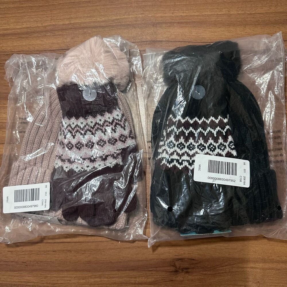 Maurices Beanie and Gloves Bundle (Set of 2) - Rose and Black